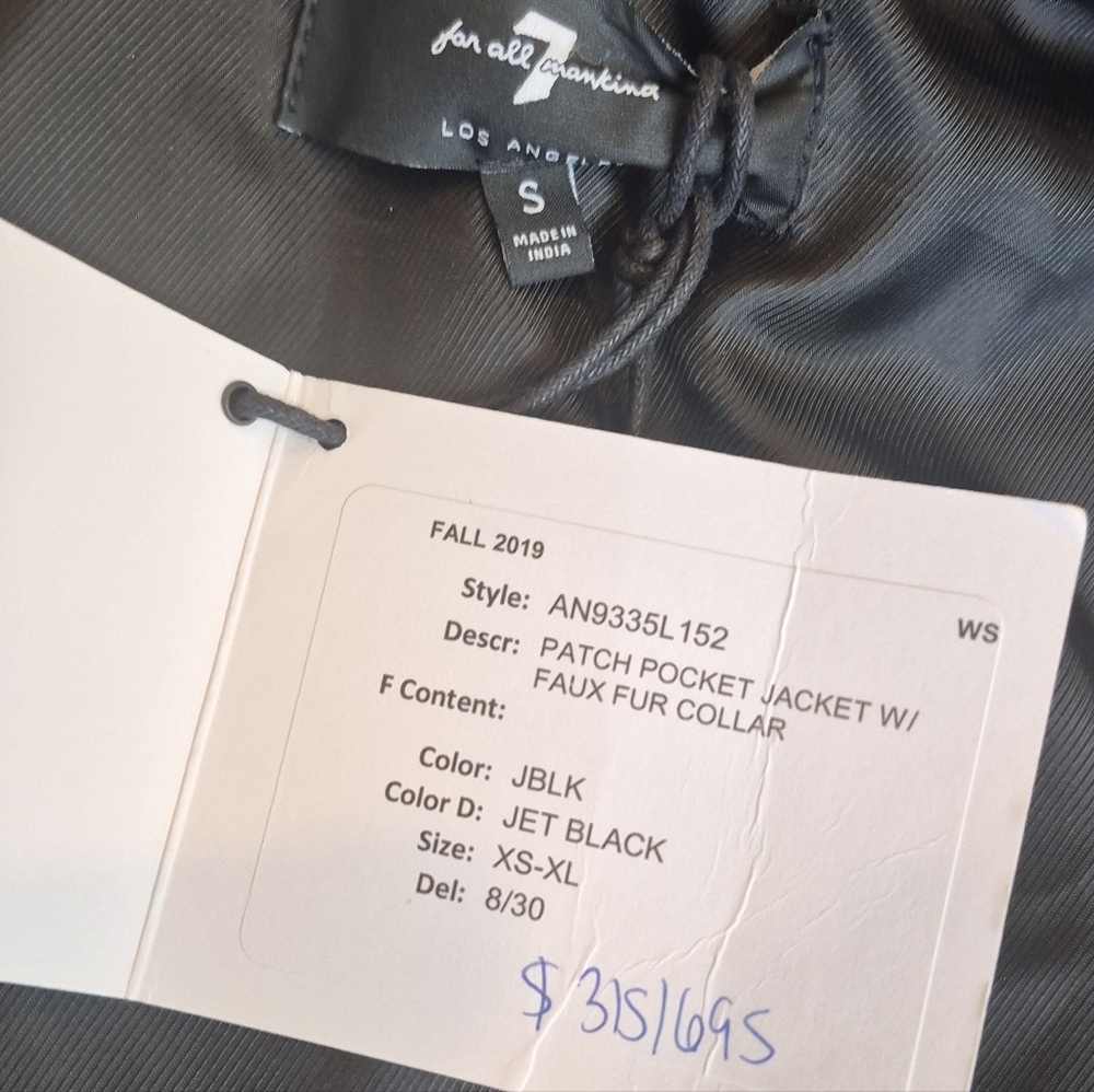 7 For All Mankind Genuine Patent Leather Full-Zip Fur Collar Jacket, S, $695 - Picture 8 of 15